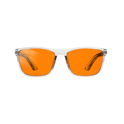 A Front view of Gloojo NightEase Orange Lens wayfarer Sleep Glasses-clear A Front view of Gloojo Night Ease Orange Lens wayfarer Sleep Glasses-clear
