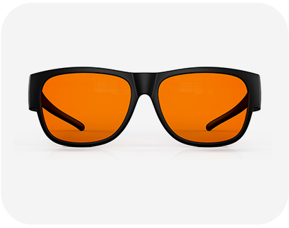 A Front view of Gloojo NightEase Square Fitover Sleep Glasses-black on homepage