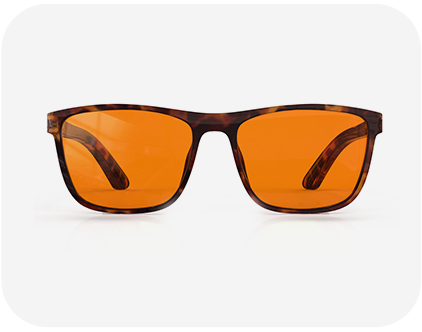 A Front view of Gloojo NightEase Warfarer Sleep Glasses-tortoiseshell on homepage