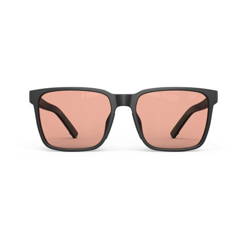 A Front view of Gloojo Rose Relief Classic Square Pink Migraine Glasses - Black