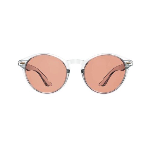 A Front view of Gloojo Rose Relief Rose Lens Round Migraine Glasses – Clear A Front view of Gloojo Rose Relief Rose Lens Round Migraine Glasses – Clear