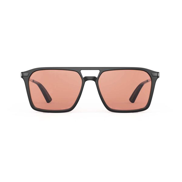 A Front view of Gloojo Rose Relief Rose Lens Square Aviator Migraine Glasses – Black Gunmetal