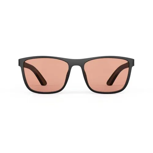 A Front view of Gloojo Rose Relief Rose Lens wayfarer Migraine Glasses – Black
