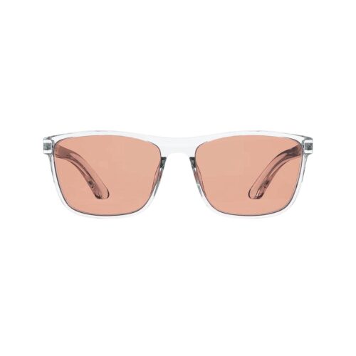 A Front view of Gloojo Rose Relief Rose Lens wayfarer Migraine Glasses – CLear