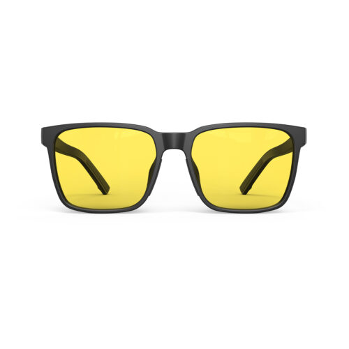 A Front view of Gloojo Sun Boost Classic Square Yellow Lens Screen Glasses – Black A Front view of Gloojo Sun Boost Classic Square Yellow Lens Screen Glasses – Black