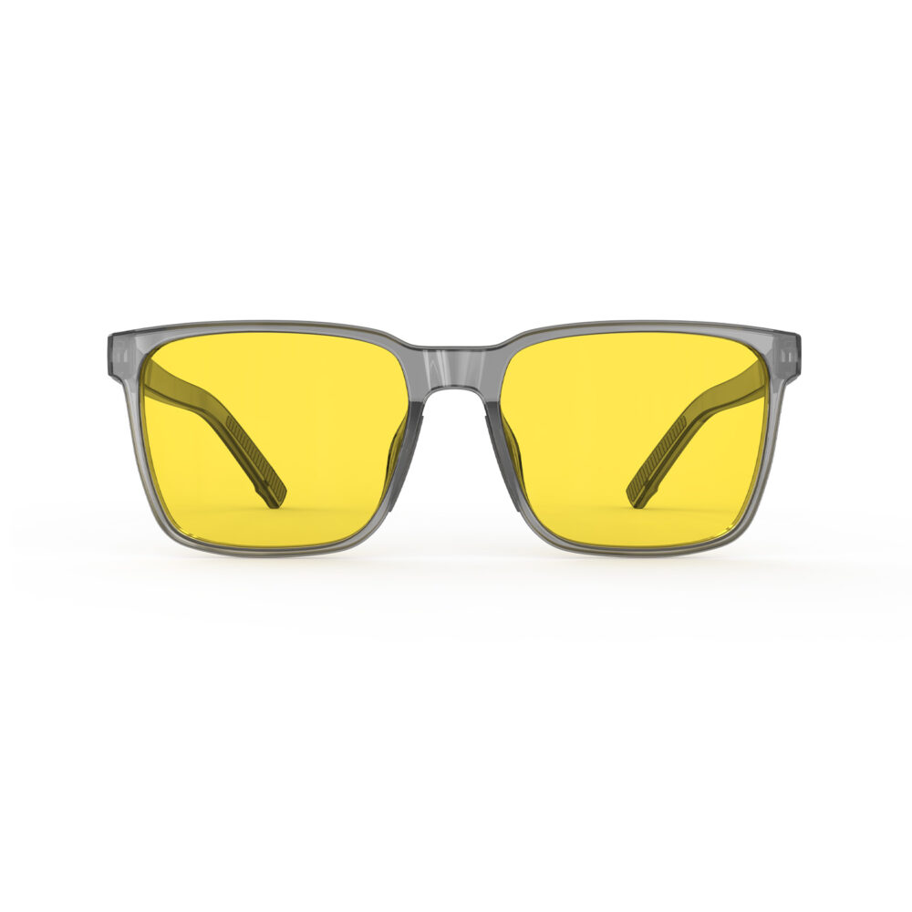 A Front view of Gloojo Sun Boost Classic Square Yellow Lens Screen Glasses – Grey