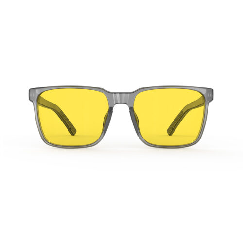 A Front view of Gloojo Sun Boost Classic Square Yellow Lens Screen Glasses – Grey