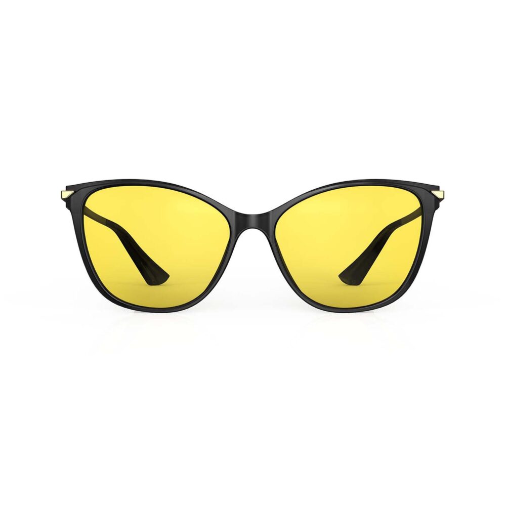 Sun Boost Cat Eye Yellow Screen Glasses - Black | Gloojo display picture 1