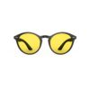 A Front view of Gloojo SunBoost Yellow Lens Round Screen Glasses – Black