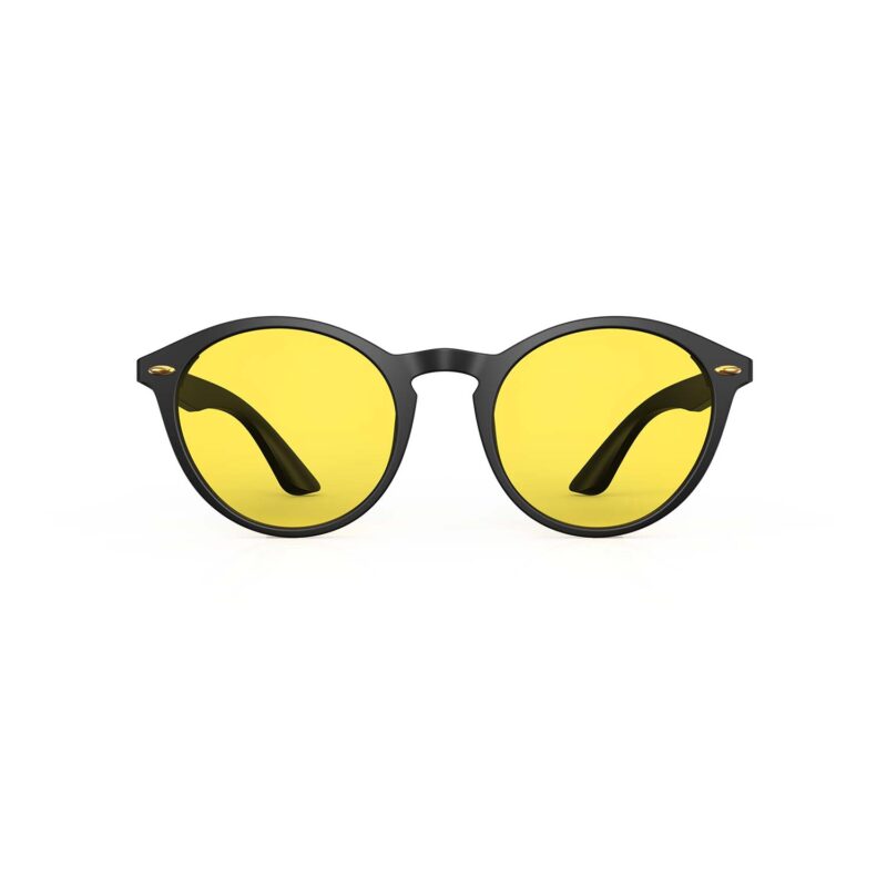 Sun Boost Round Yellow Screen Glasses - Black