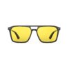 A Front view of Gloojo SunBoost Yellow Lens Square Aviator Screen Glasses – Black Gunmetal