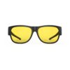 A Front view of Gloojo SunBoost Yellow Lens Square Fitover Screen Glasses – Black