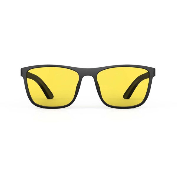 A Front view of Gloojo SunBoost Yellow Lens wayfarer Screen Glasses – Black