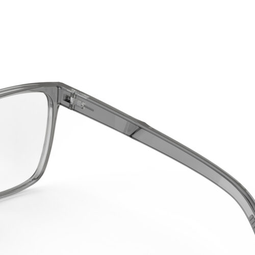 A Hinge closeup of Clear Pro Classic Square Tansparent Computer and Gaming Glasses - Grey