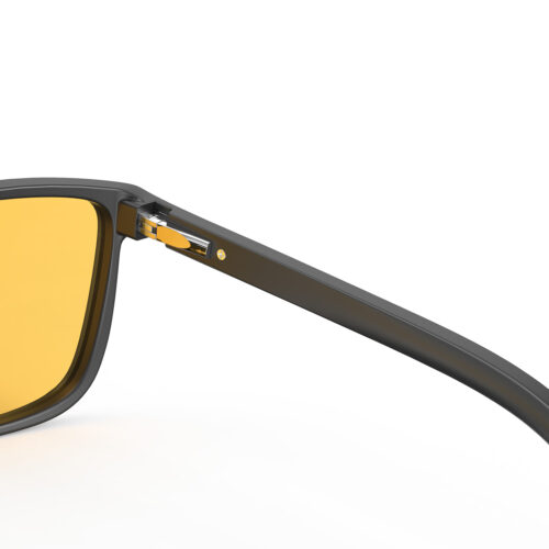 A Hinge closeup of Gloojo Amber Shield Amber Lens wayfarer Light Sensitivity Glasses – Black-1