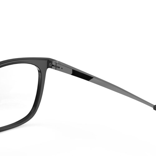 A Hinge closeup of Gloojo Clear Pro Transparent Lens Rectangle Computer and Gaming Glasses – Black Gunmetal