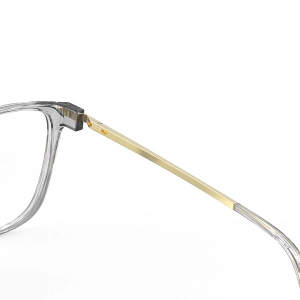 A Hinge closeup of Gloojo ClearPro Transparent Lens Cat Eye Computer and Gaming Glasses – Grey Gold