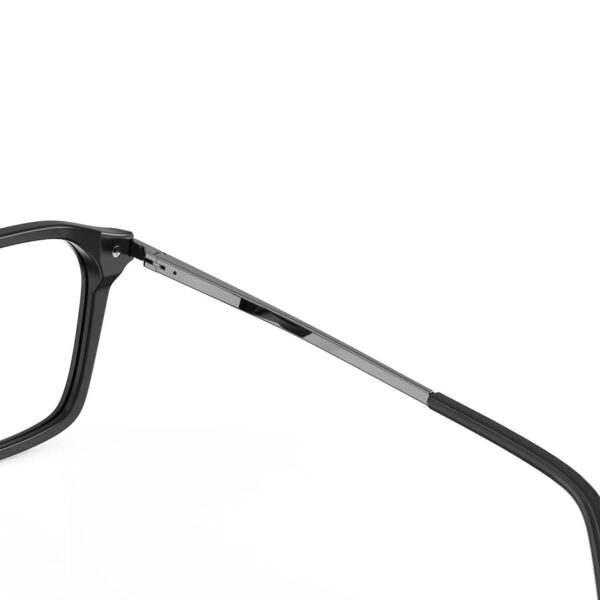 A Hinge closeup of Gloojo ClearPro Transparent Lens Square Aviator Computer and Gaming Glasses – Black Gunmetal