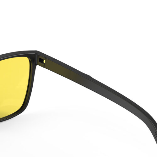 A Hinge closeup of Gloojo Sun Boost Classic Square Yellow Lens Screen Glasses – Black A Hinge closeup of Gloojo Sun Boost Classic Square Yellow Lens Screen Glasses – Black