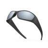 A Left Side view of Gloojo Shade Master Silver Mirrored Warp Around Sunglasses