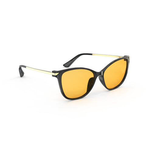 A Right side view of Gloojo Amber Shield Amber Lens Cat Eye Light Sensitivity Glasses – Black Gold-1 A Right side view of Gloojo Amber Shield Amber Lens Cat Eye Light Sensitivity Glasses – Black Gold-1
