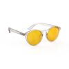 A Right side view of Gloojo AmberShield Amber Lens Round Light Sensitivity Glasses – Clear