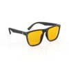 A Right side view of Gloojo AmberShield Amber Lens Square Light Sensitivity Glasses – Black