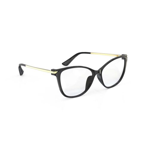 A Right side view of Gloojo ClearPro Transparent Lens Cat Eye Computer and Gaming Glasses – Black Gold A Right side view of Gloojo Clear Pro Transparent Lens Cat Eye Computer and Gaming Glasses – Black Gold