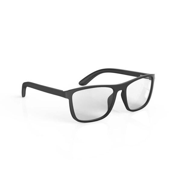 A Right side view of Gloojo ClearPro Transparent Lens wayfarer Computer and Gaming Glasses – Black