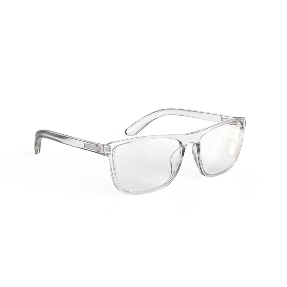 A Right side view of Gloojo ClearPro Transparent Lens wayfarer Computer and Gaming Glasses – Clear A Right side view of Gloojo Clear Pro Transparent Lens wayfarer Computer and Gaming Glasses – Clear