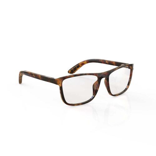 A Right side view of Gloojo ClearPro Transparent Lens wayfarer Computer and Gaming Glasses – Tortoiseshell A Right side view of Gloojo Clear Pro Transparent Lens wayfarer Computer and Gaming Glasses – Tortoiseshell