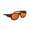 A Right side view of Gloojo NightEase Orange Lens Square Fitover Sleep Glasses-black