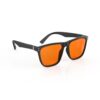 A Right side view of Gloojo NightEase Orange Lens Square Sleep Glasses – Black