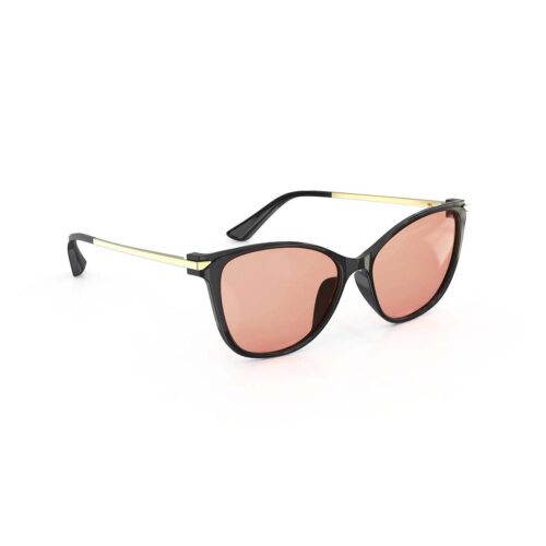 A Right side view of Gloojo Rose Relief Rose Lens Cat Eye Migraine Glasses – Black Gold A Right side view of Gloojo Rose Relief Rose Lens Cat Eye Migraine Glasses – Black Gold