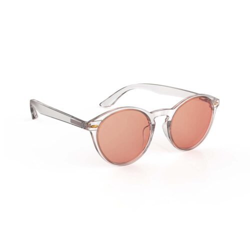 A Right side view of Gloojo Rose Relief Rose Lens Round Migraine Glasses – Clear A Right side view of Gloojo Rose Relief Rose Lens Round Migraine Glasses – Clear