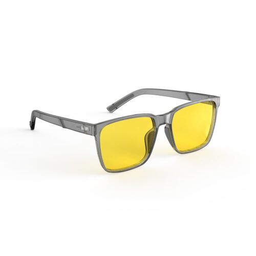 A Right side view of Gloojo Sun Boost Classic Square Yellow Lens Screen Glasses – Grey