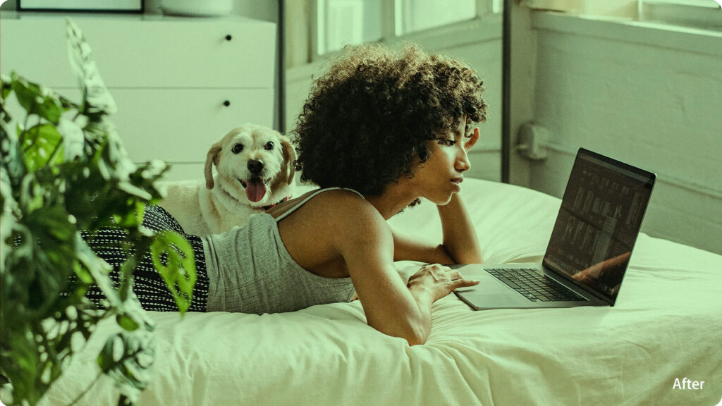 After Wearing Green Lens Glasses Soothed eyes and reduced glare for comfortable daytime screen use when using laptop