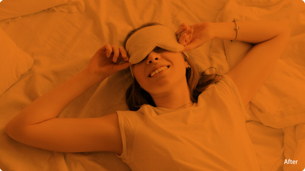 After Wearing Orange Lens Glasses Reduced blue light exposure for greater eye comfort and relaxation during evening screen use help to improve sleep quality