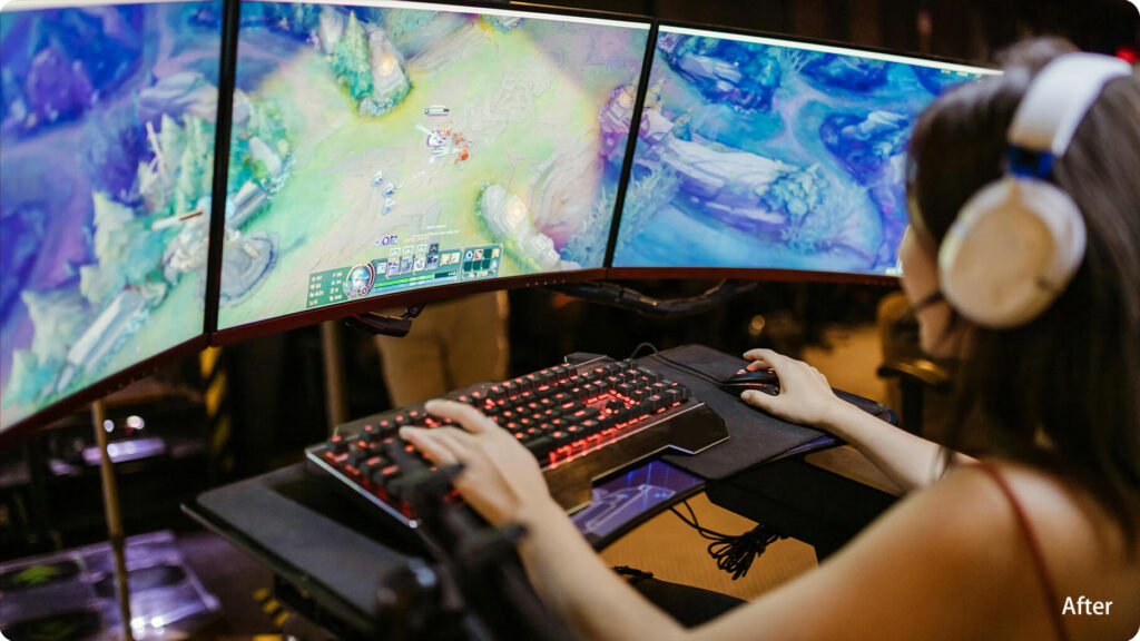 After Wearing Transparent Lens Glasses Reduced blue light exposure while maintaining natural color perception during PC games