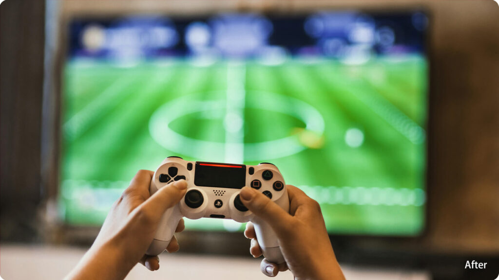 After Wearing Transparent Lens Glasses Reduced blue light exposure while maintaining natural color perception during Playstation