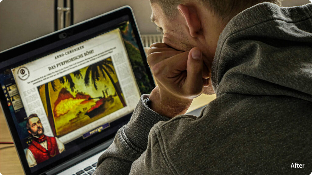 After Wearing Transparent Lens Glasses Reduced blue light exposure while maintaining natural color perception during Web games