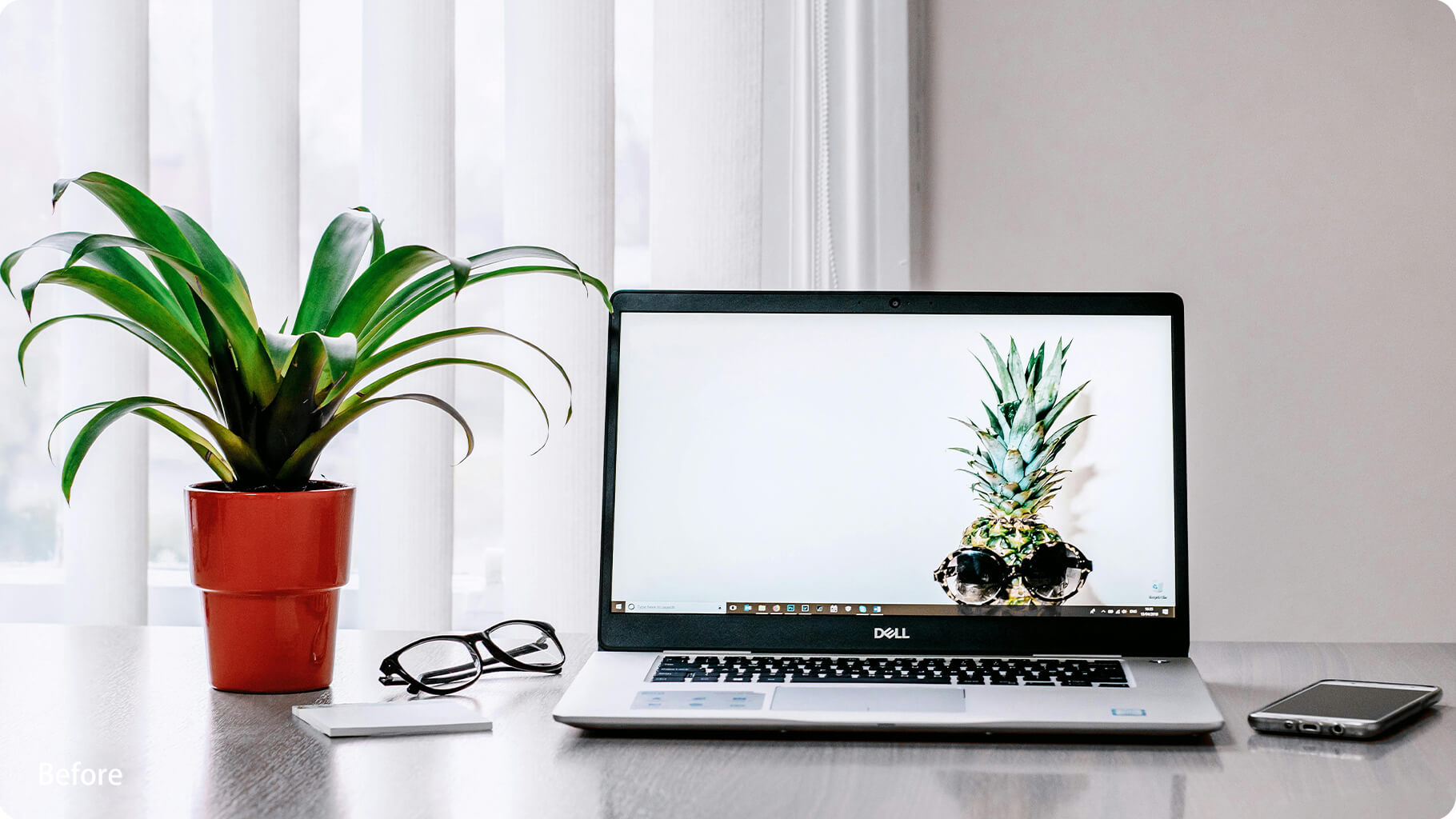 Before Wearing Green Lens Glasses Experiencing eye fatigue and discomfort from bright indoor lighting and screens