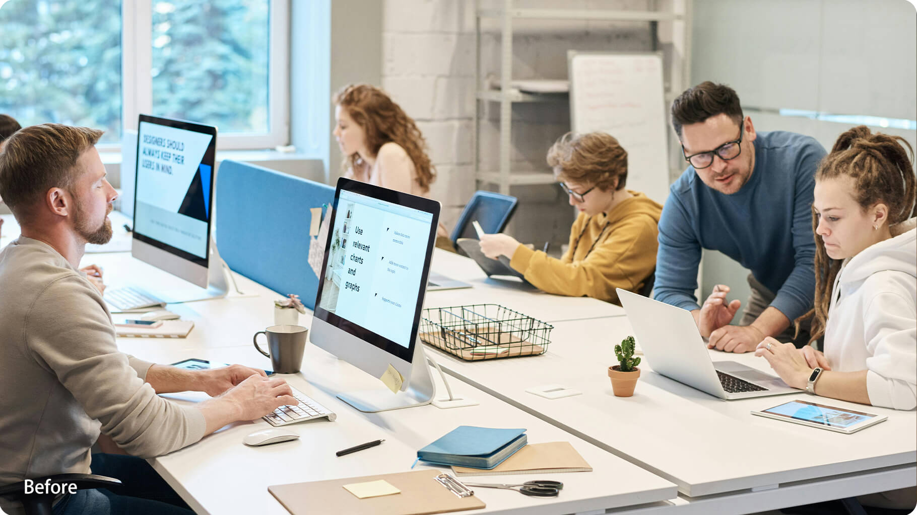 Before Wearing Yellow Lens Glasses Eyes fatigued from prolonged digital screen use during the day while in office