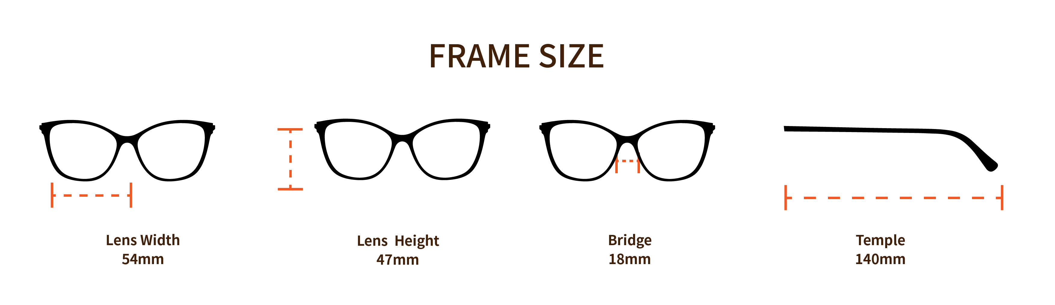 Frame size of cat eye frame