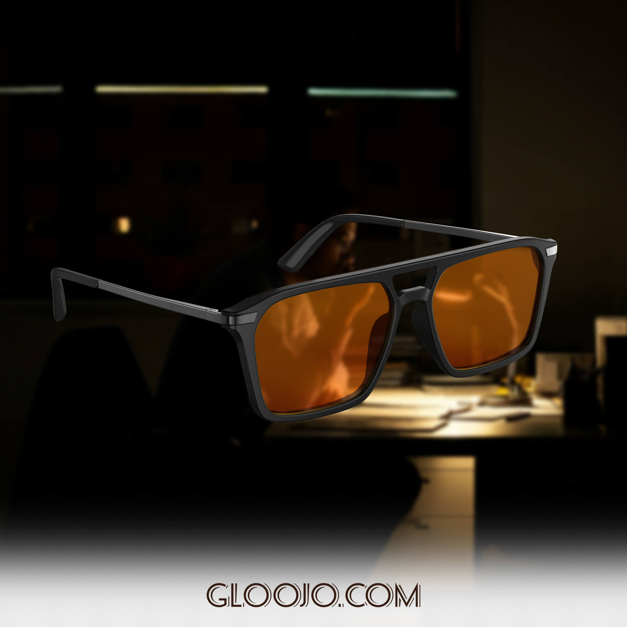 Night Ease square aviator Sleep Glasses with black frame can help you when you working at night