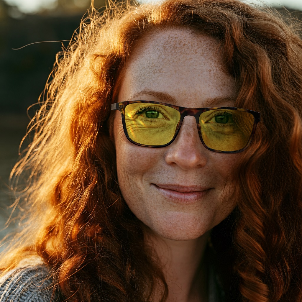 a woman is wearing Sun Boost Wayfarer Screen Glasses with tortoiseshell frame outside