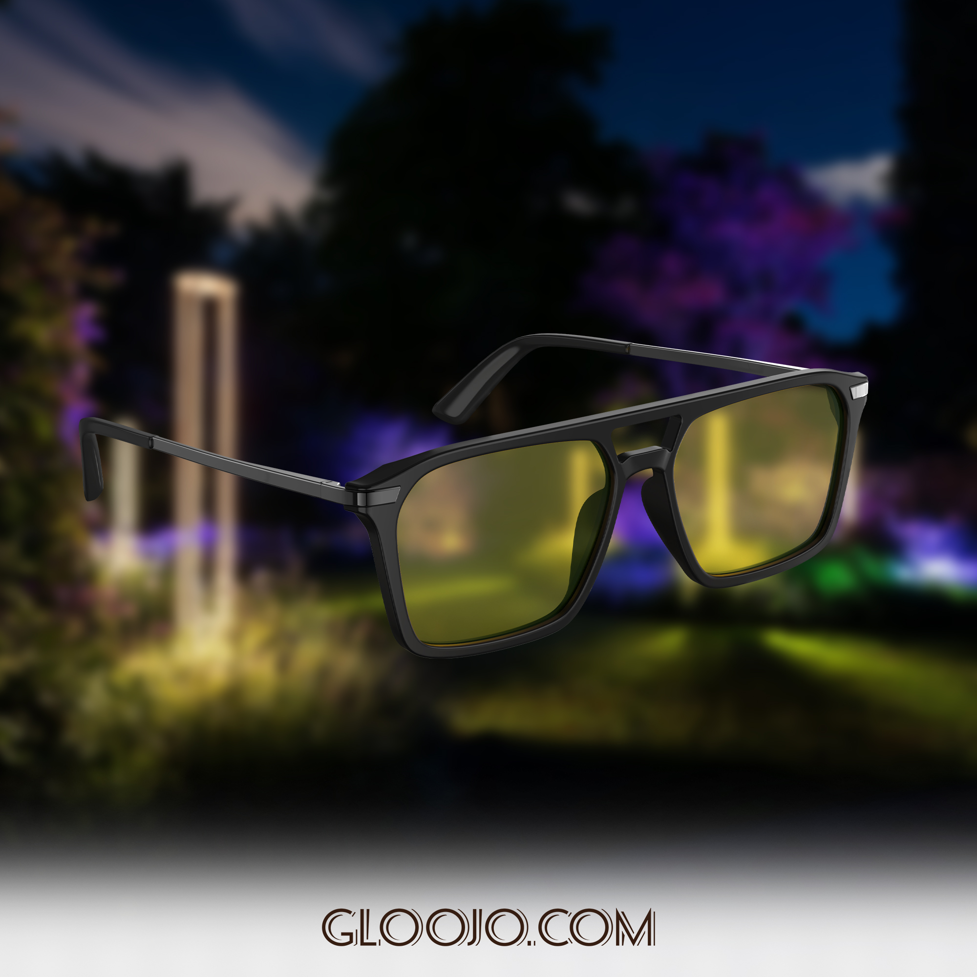 Sun boost square aviator screen glasses at night outdoors