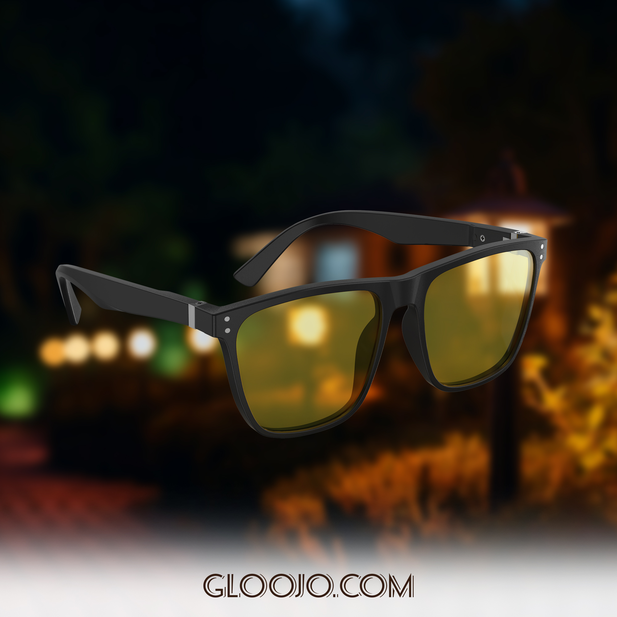 Sun Boost Square Screen Glasses At night outdoors