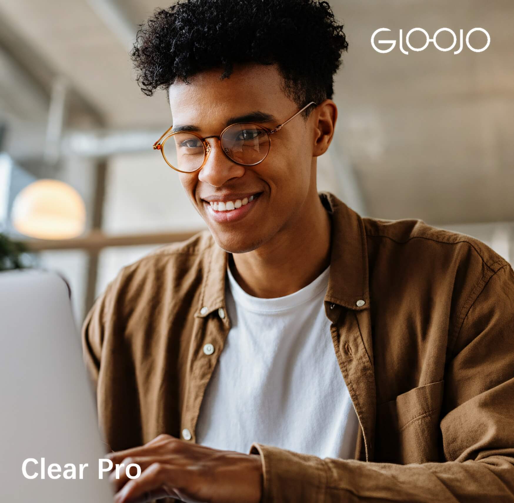 Gloojo clear pro computer and gaming glasses' fashion-forward clear non-prescription lenses are ideal for Extended computer work sessions, Competitive gaming, Video content creation, Office environments and Digital dev