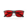 A Folded front view of Gloojo Night Ease Wayfarer Red Lens Glasses for sleep-black